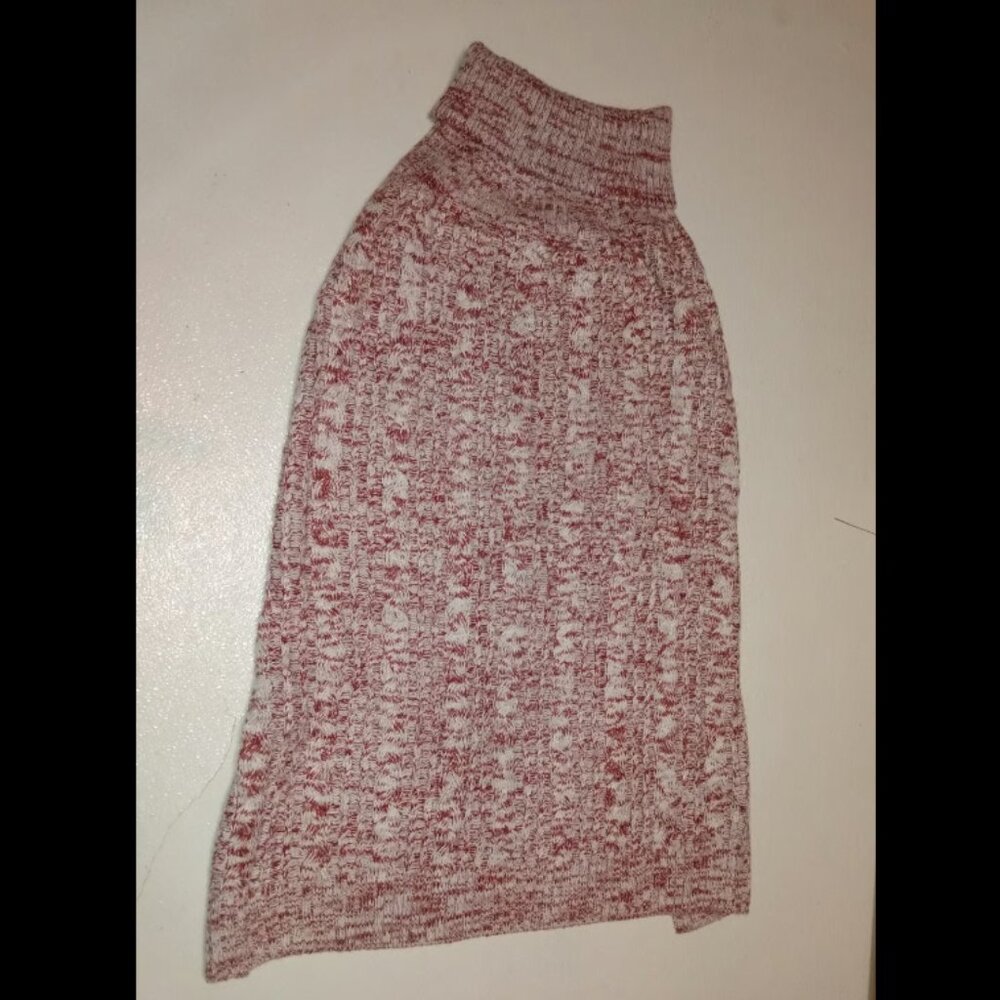 Cozy Knit Dog Sweater XL Burgundy and beige